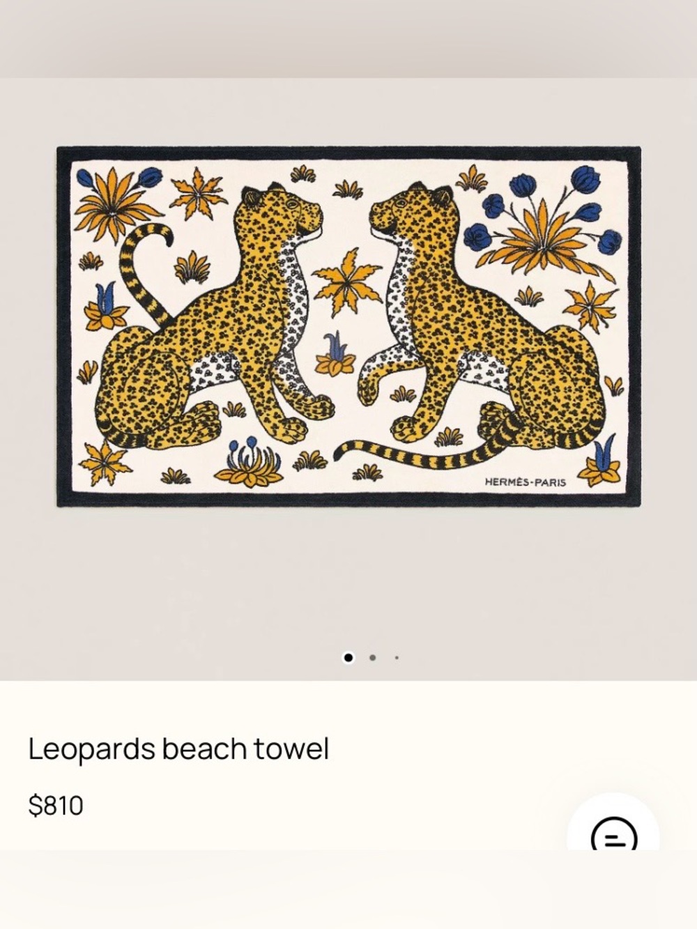 Hermes Cotton Terry Leopard Beach Towel